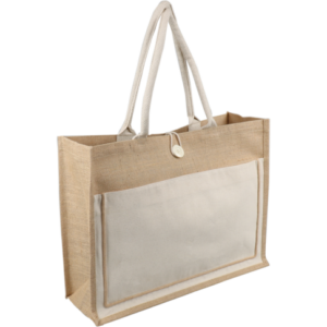 Jute landscape tas naturel/wit